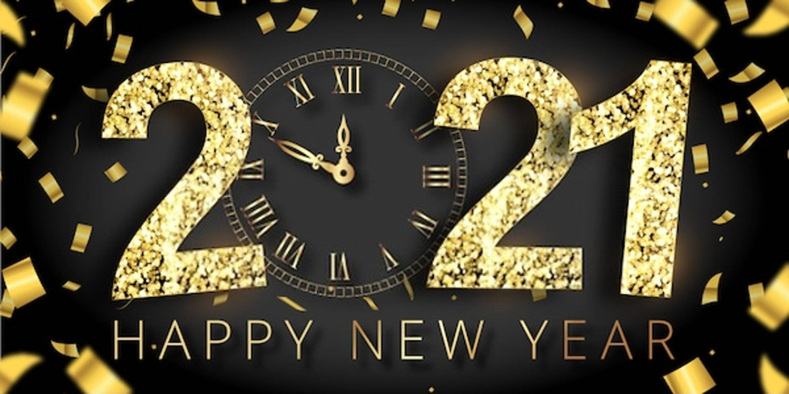 2021, golden glittery, confetti, Full HD Desktop Wallpaper