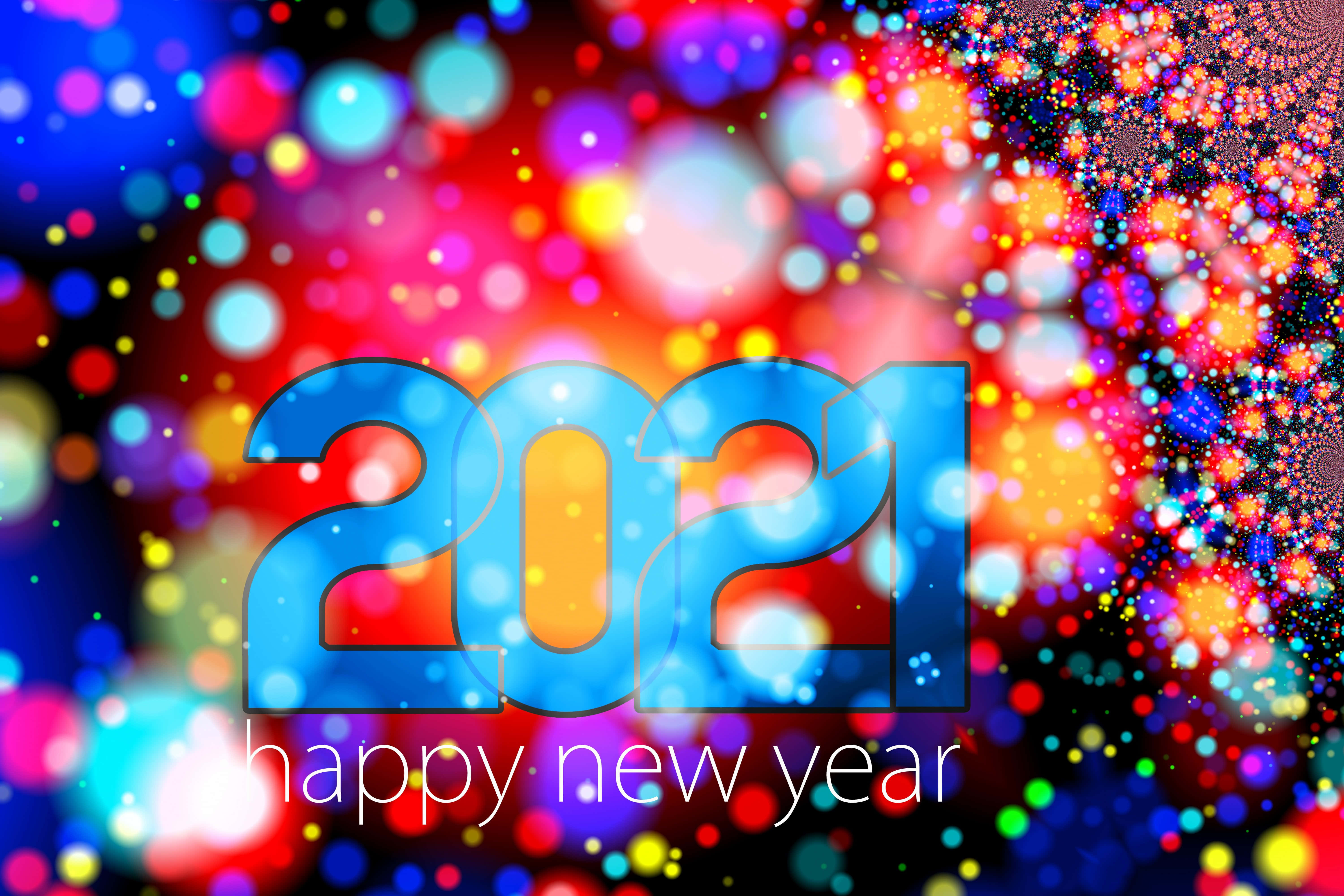 2021, glowing blue, bokeh lights, 5K Desktop Wallpaper