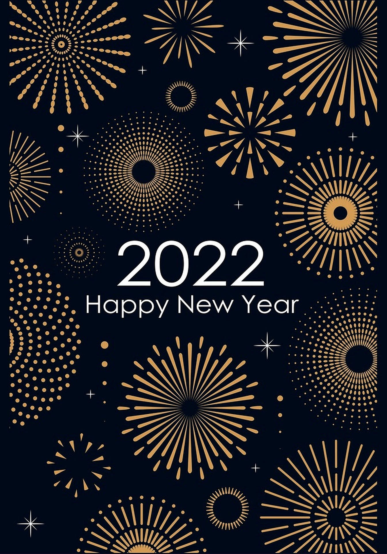Happy New Year 2022, fireworks, golden geometric, Full HD Phone Wallpaper