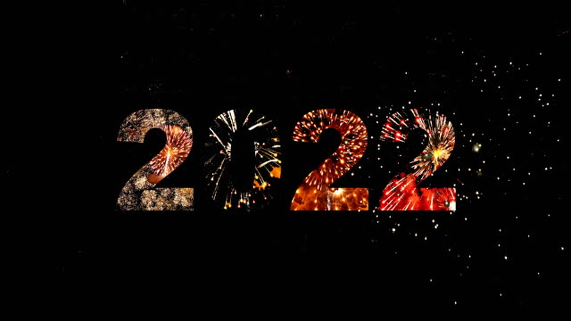 Happy New Year 2022, fireworks, starry night sky, Full HD Desktop Wallpaper