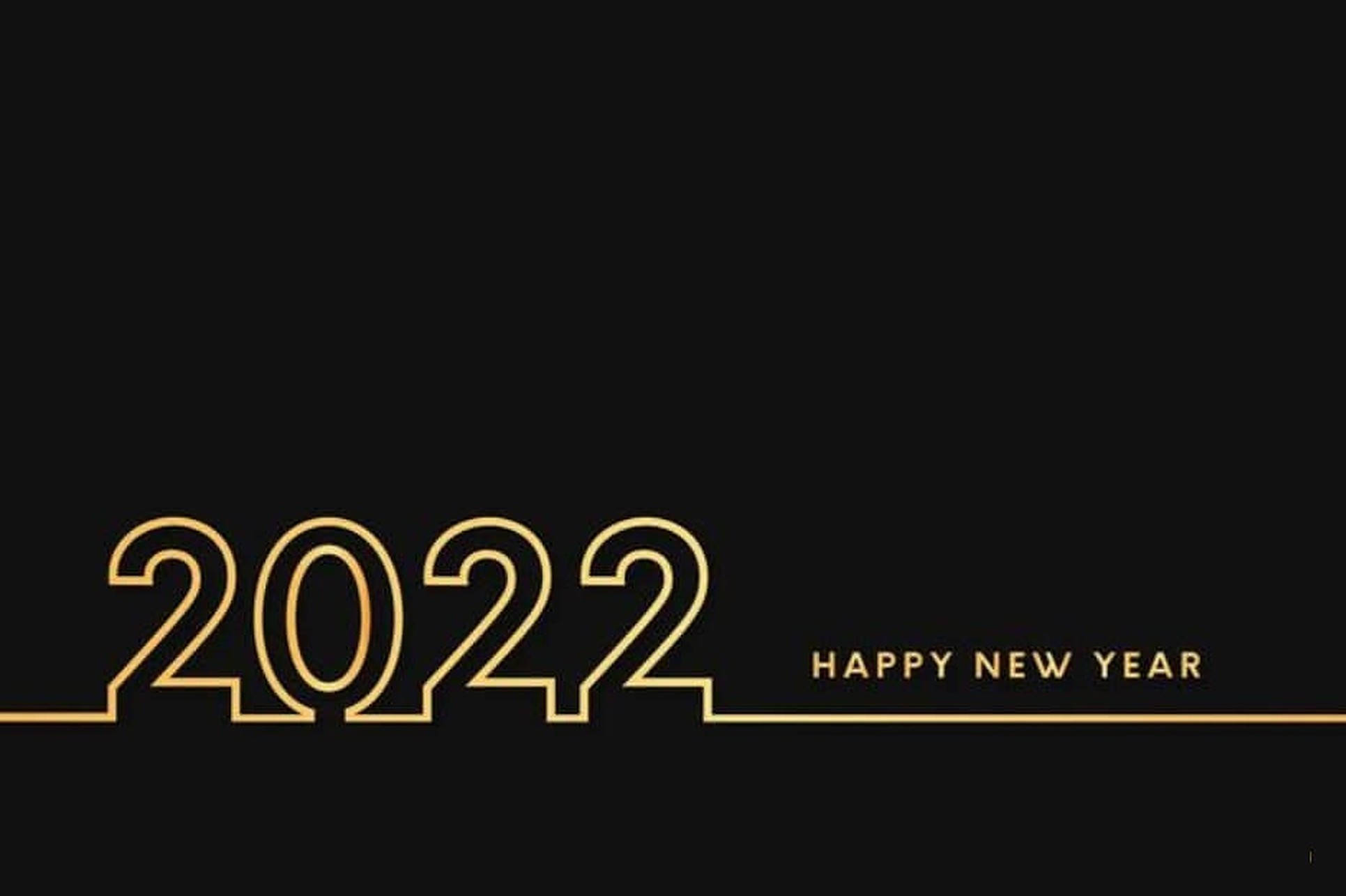 Happy New Year 2022, gold outline, 2022 text, Full HD Desktop Wallpaper
