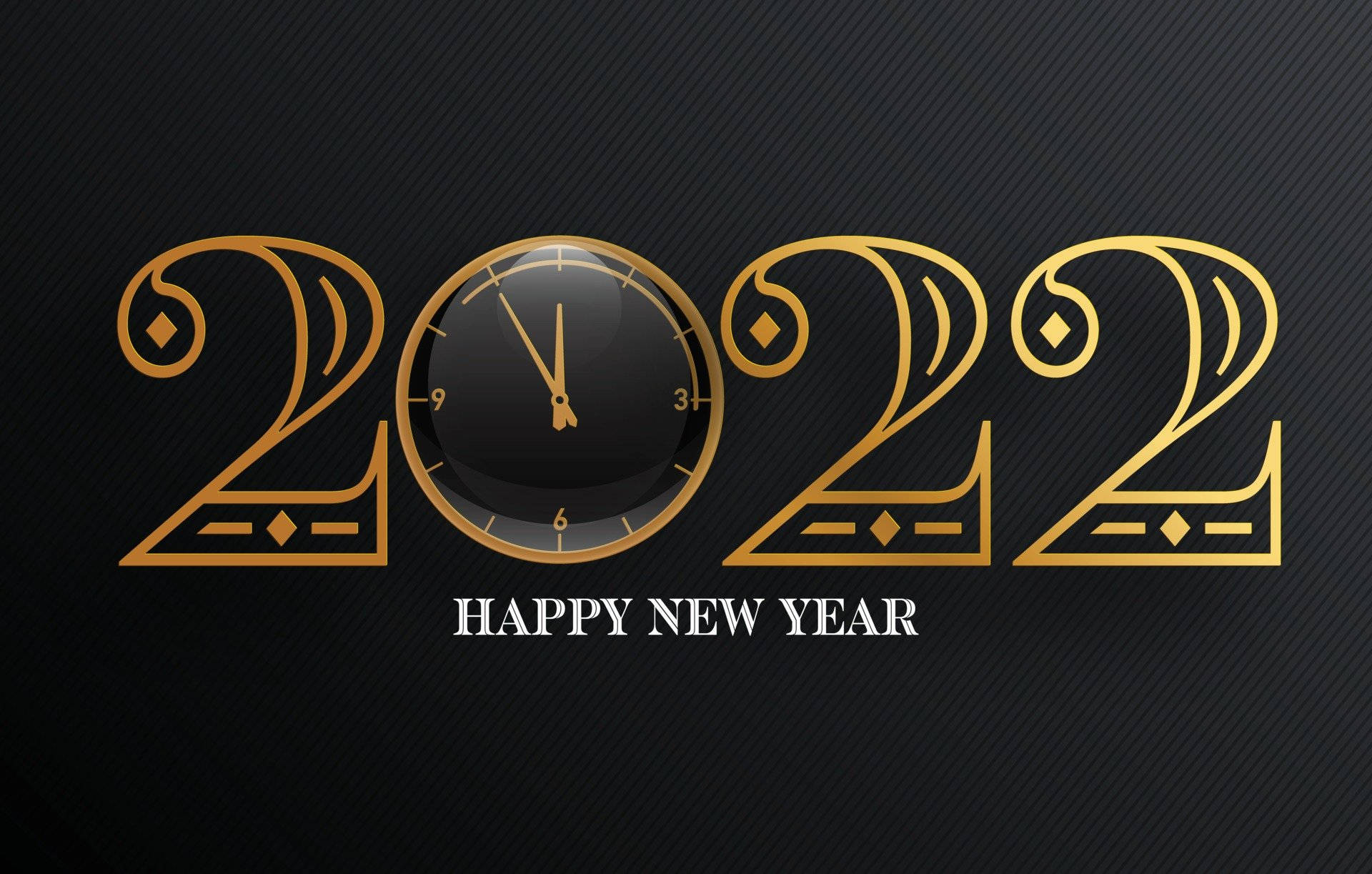 Happy New Year 2022, gold clock, art deco, Full HD Desktop Wallpaper
