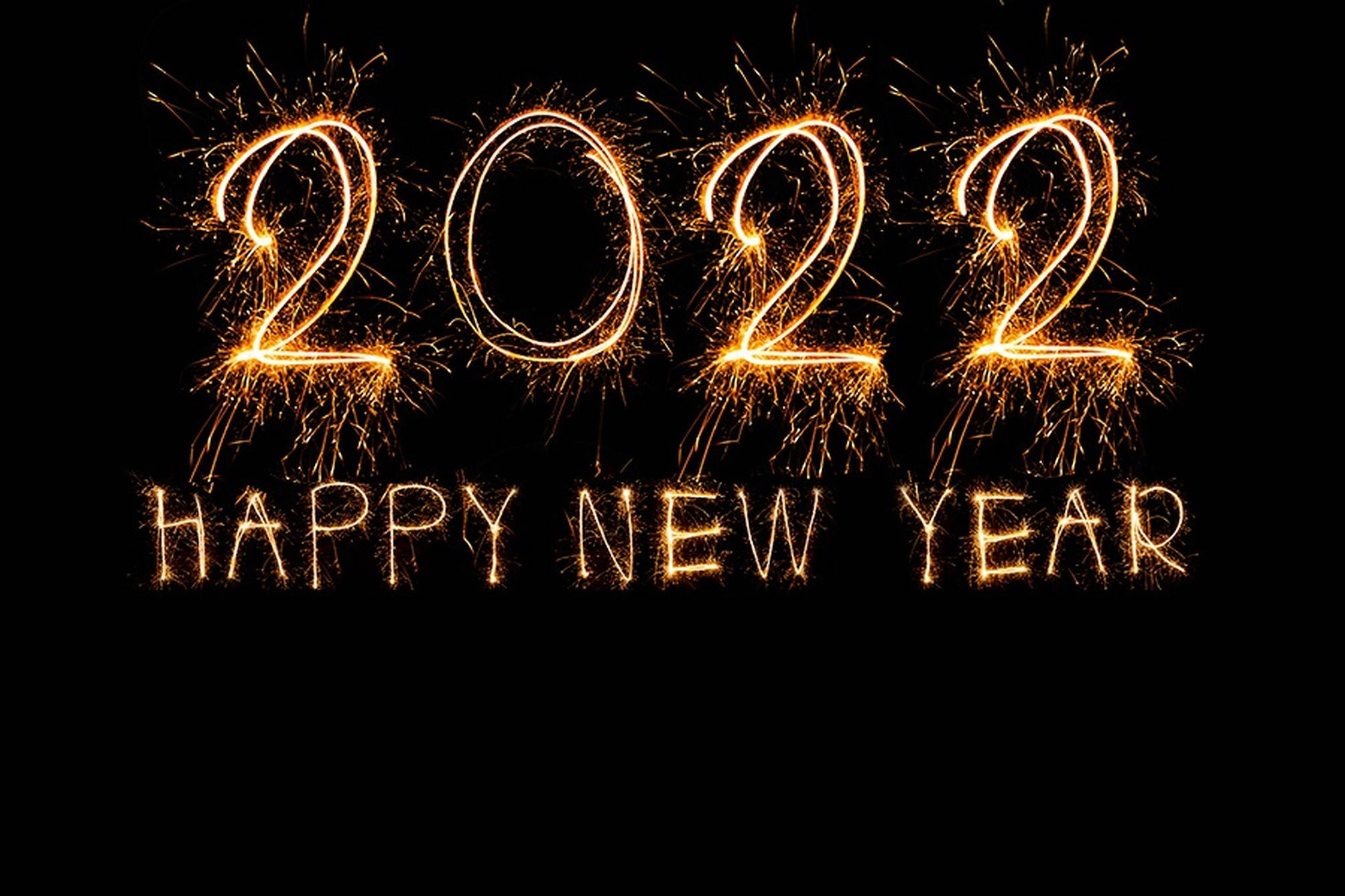 Happy New Year 2022, 2022, golden sparklers, Full HD Desktop Wallpaper