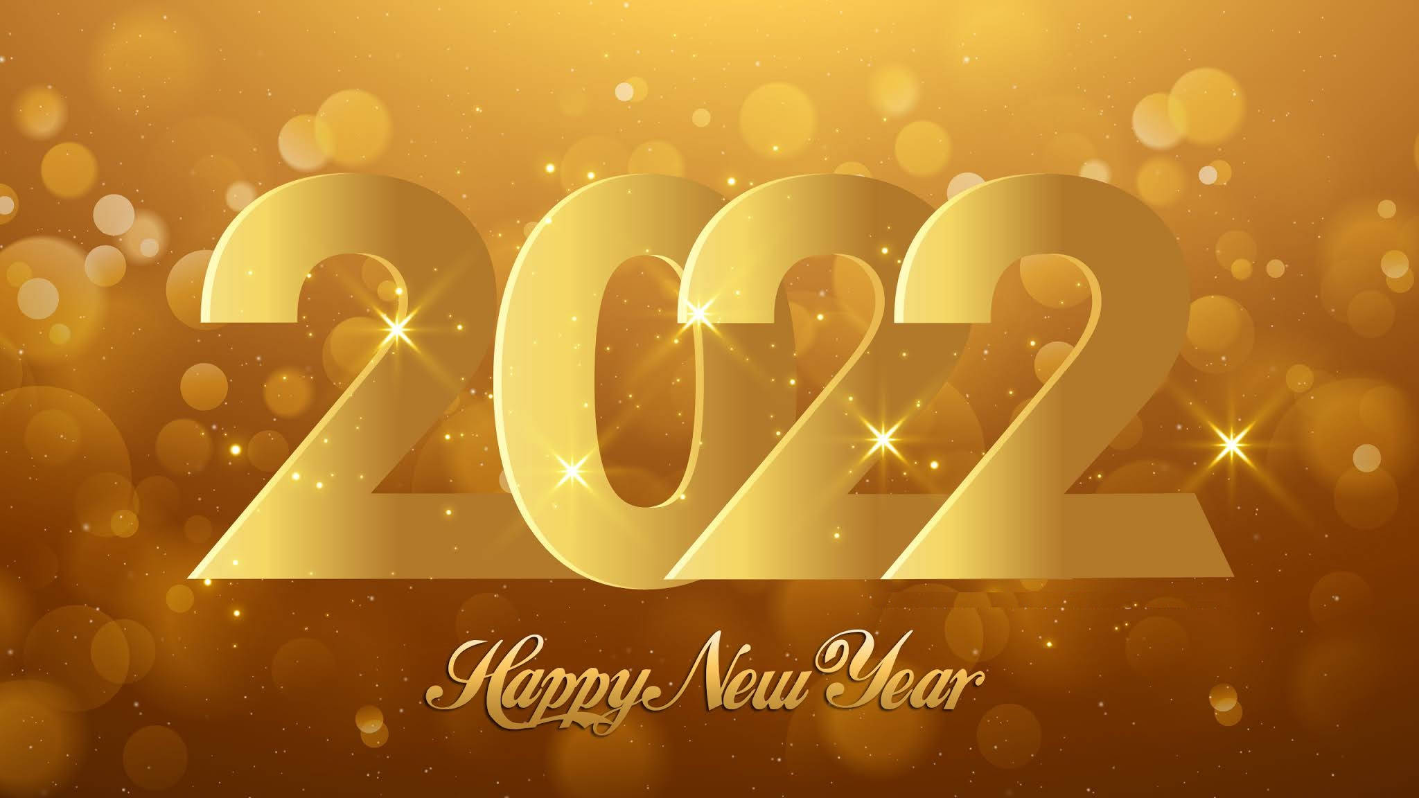 Happy New Year 2022, Classic Gold, golden 2022 text, Full HD Desktop Wallpaper