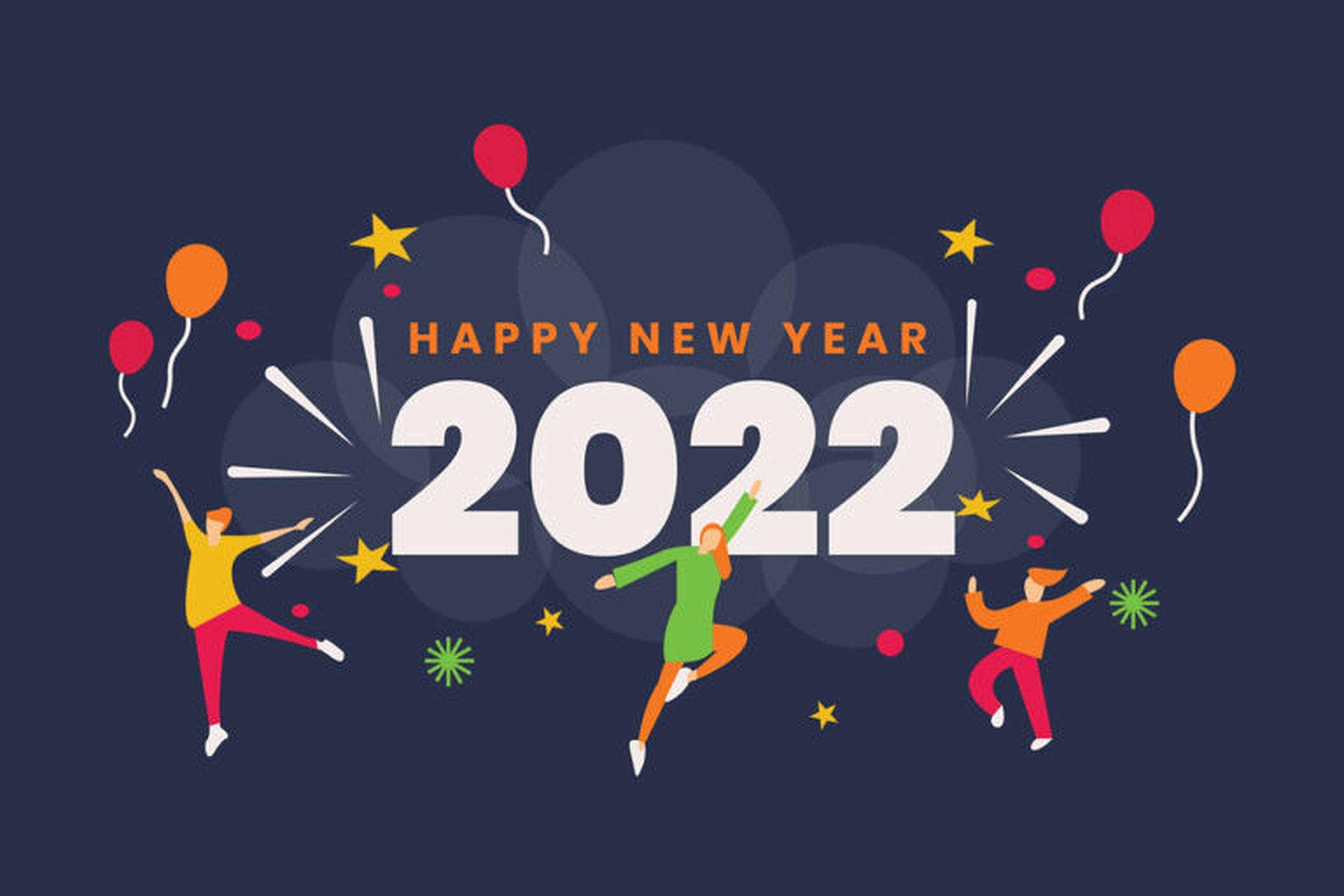Happy New Year 2022, 2022, dark blue background, Full HD Desktop Wallpaper