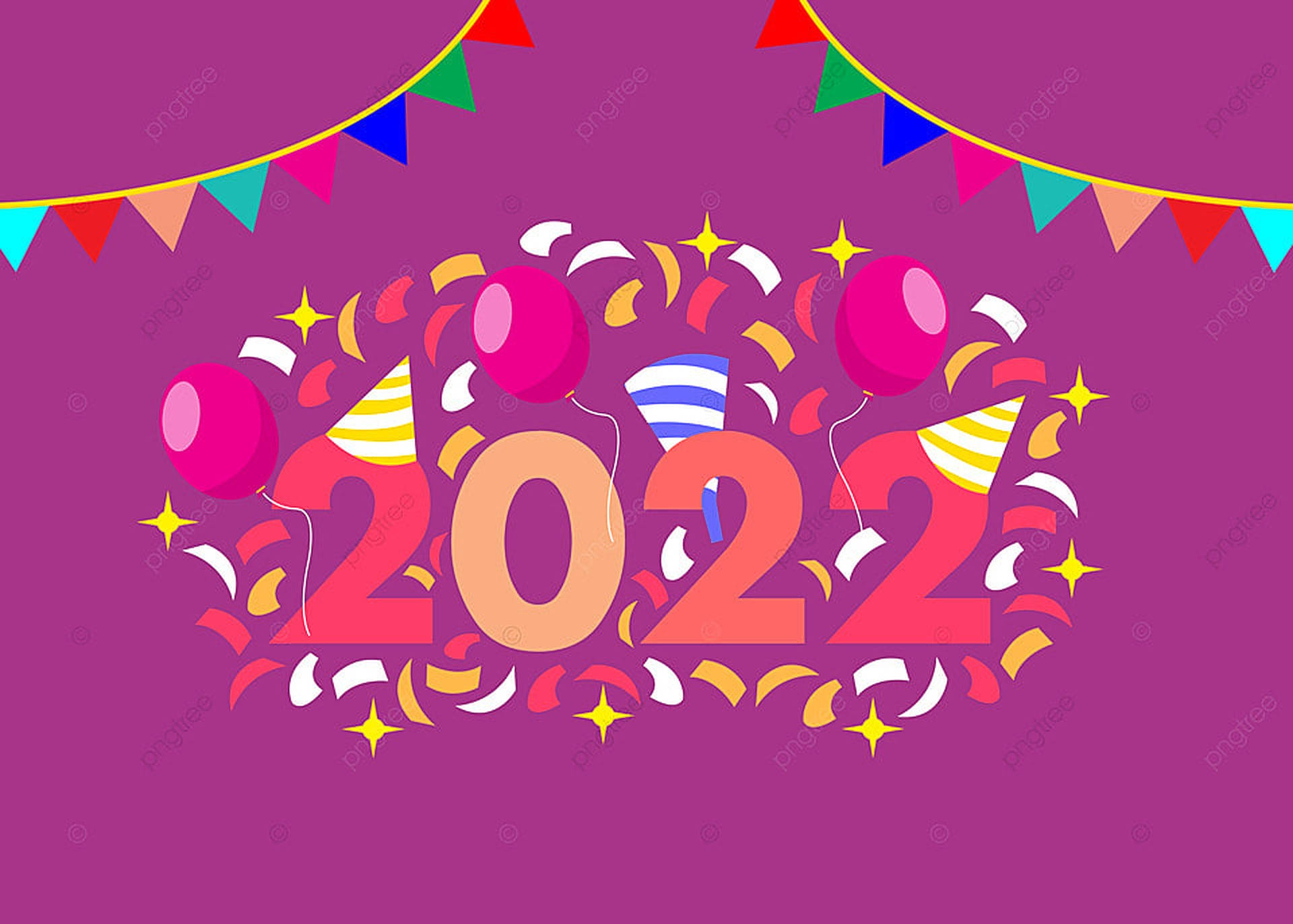 New Year 2022, sparkling fireworks, balloons, Full HD Desktop Wallpaper