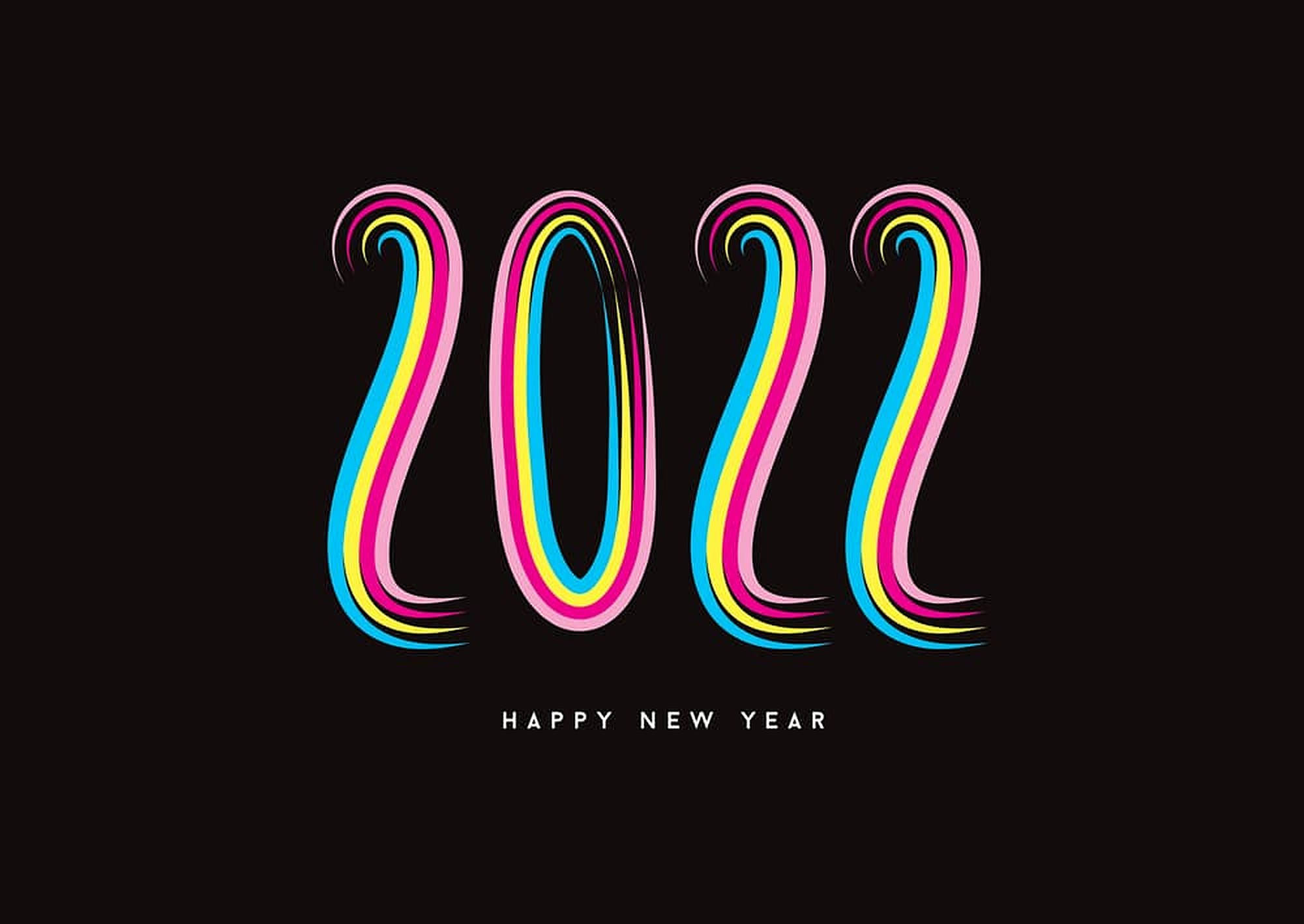 Happy New Year 2022, rainbow-colored, stylized 2022 text, Full HD Desktop Wallpaper