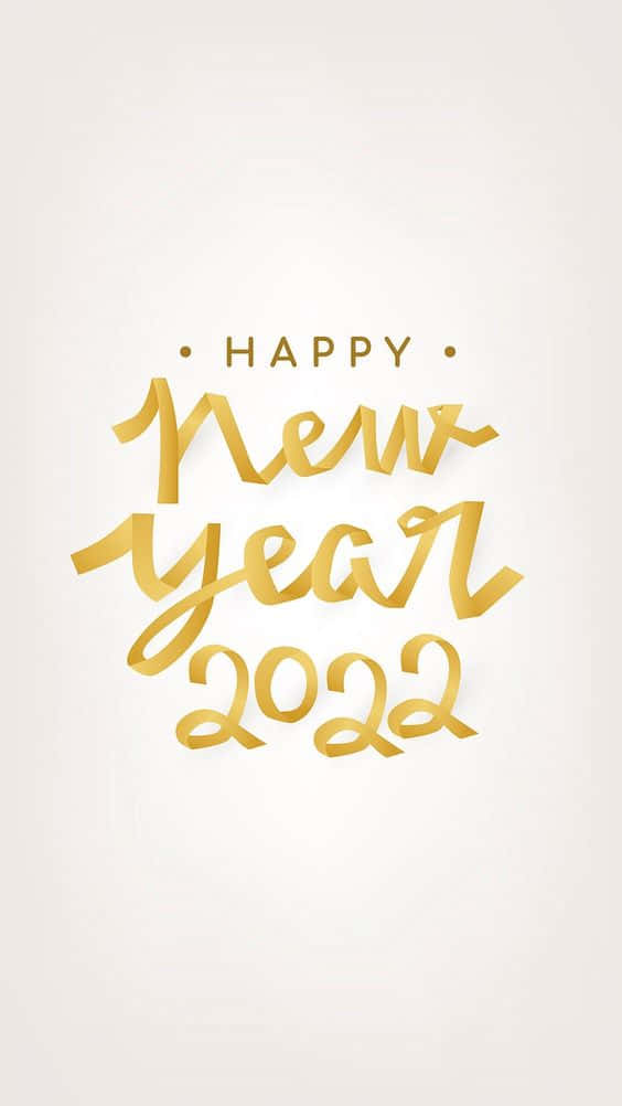 Happy New Year 2022, golden cursive, off-white background, SD Phone Wallpaper