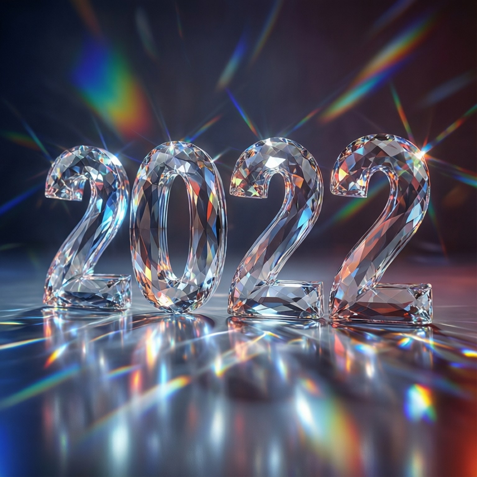 2022, diamond-cut numbers, rainbow refractions, HD Desktop Wallpaper