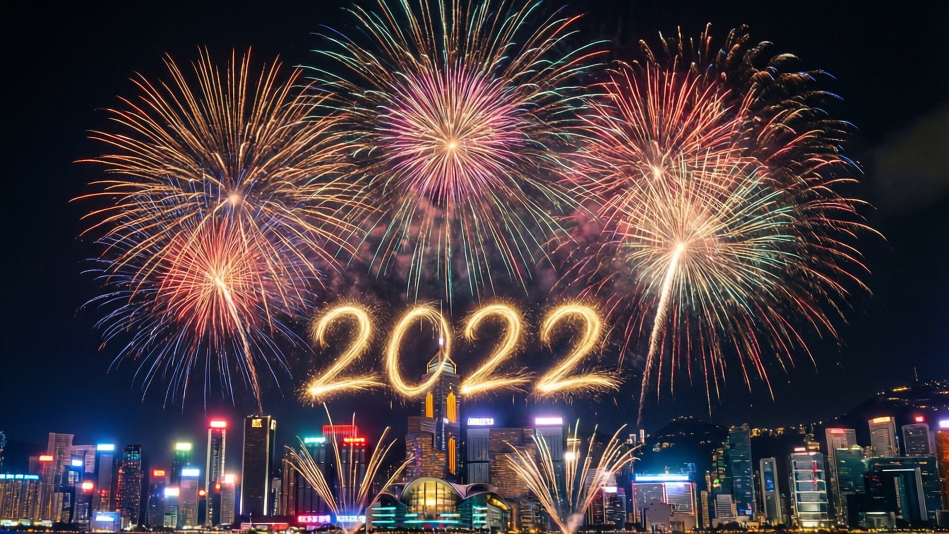 fireworks, city skyline, 20202, Full HD Desktop Wallpaper