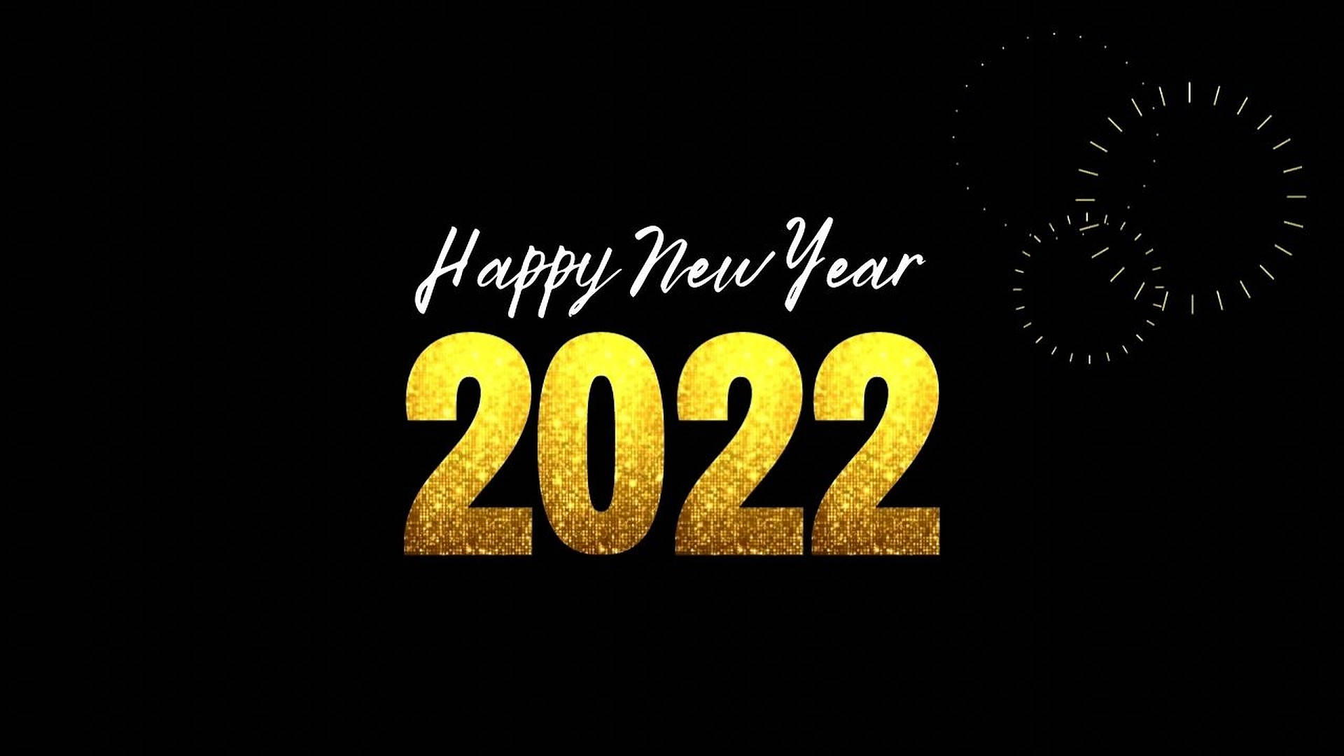 Happy New Year 2022, minimalist poster, golden glittery 2022 text, Full HD Desktop Wallpaper