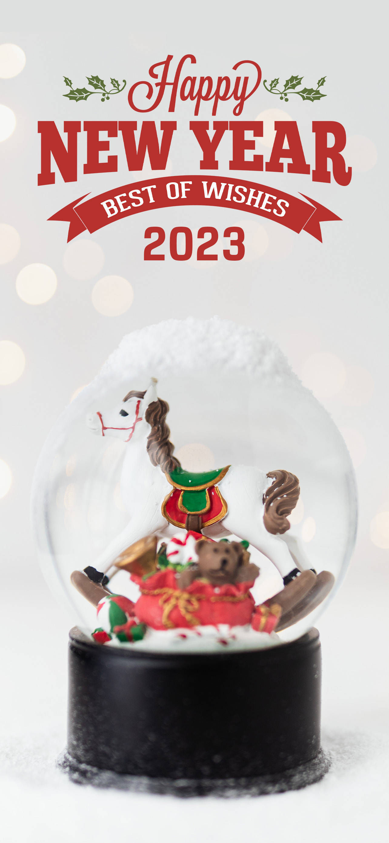 Happy New Year 2023, snow globe, reindeer, 2K Phone Wallpaper