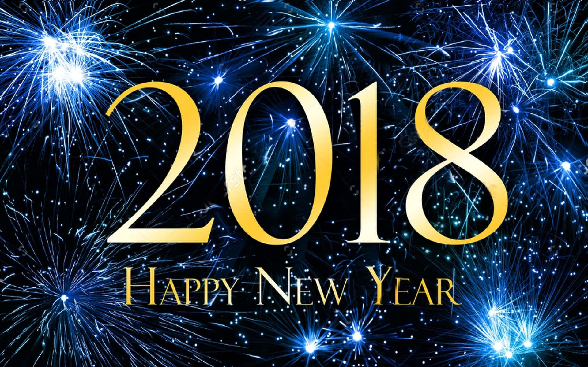 2018, fireworks, blue fireworks, Full HD Desktop Wallpaper