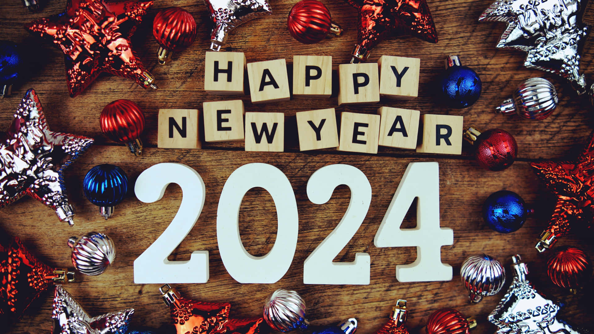 HAPPY NEW YEAR 2024, red, blue, Full HD Desktop Wallpaper