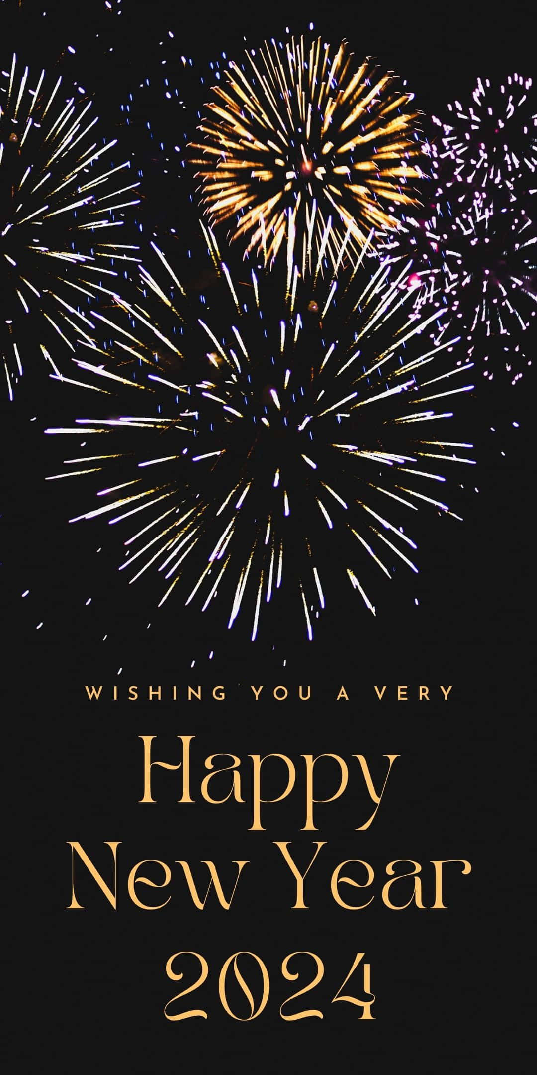 Happy New Year 2024, golden, purple, Full HD Phone Wallpaper