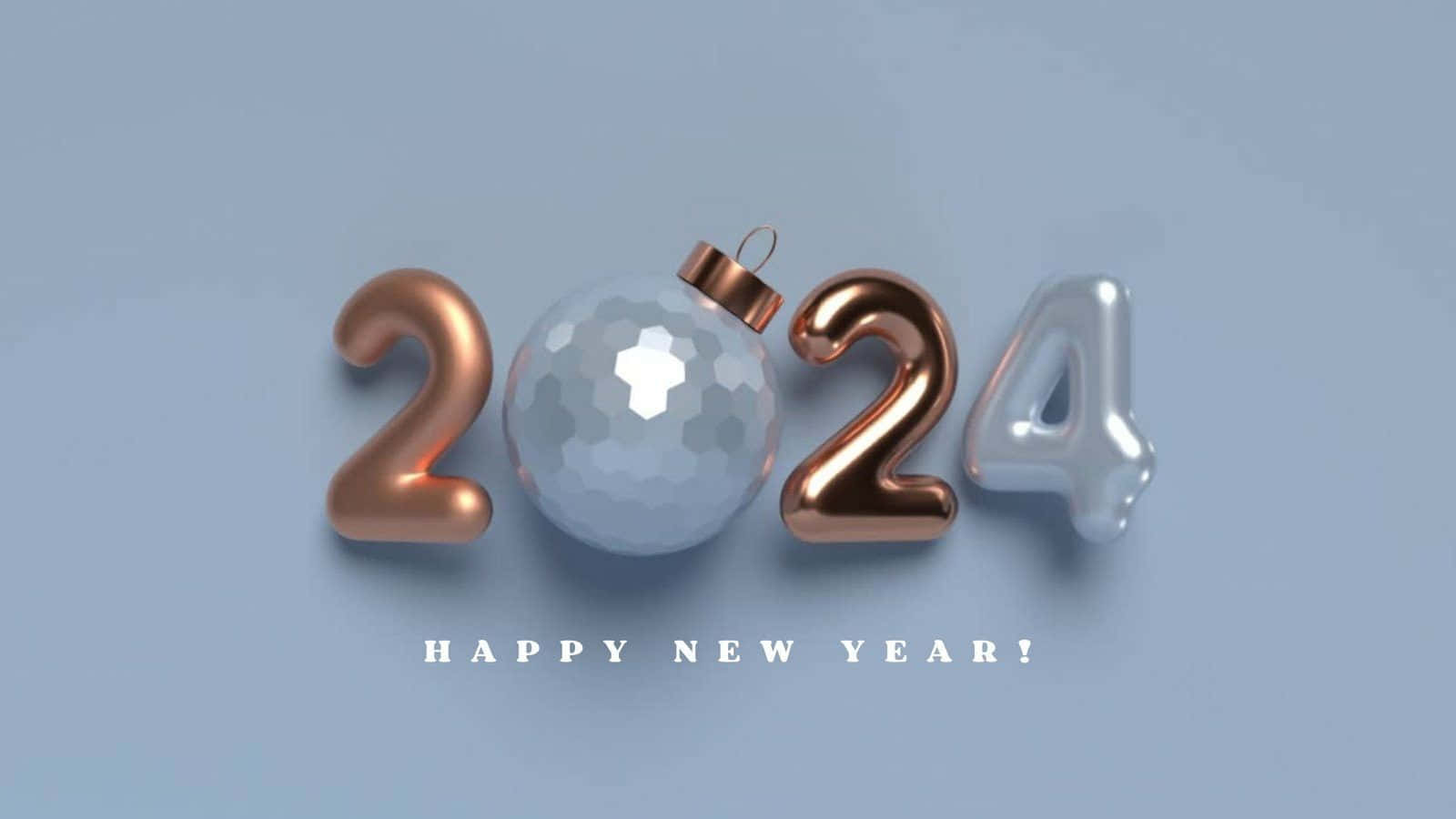2024, New Year, shiny metallic balloons, HD Desktop Wallpaper