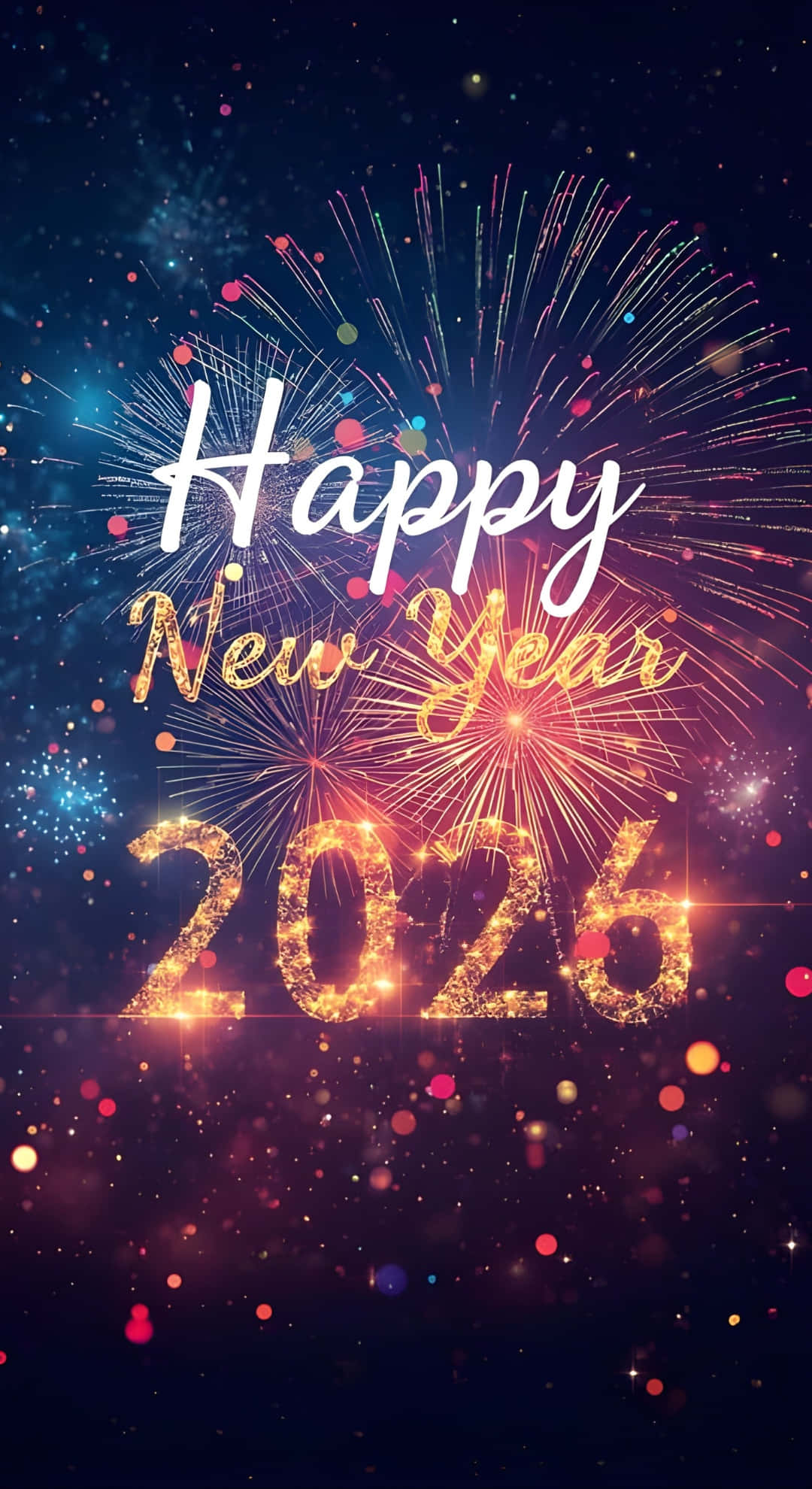 Happy New Year 2026, glittering gold, white, Full HD Phone Wallpaper