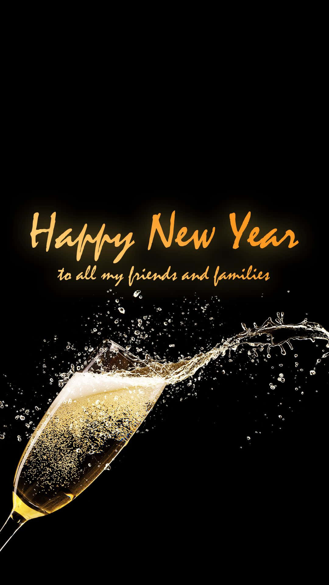 Happy New Year, champagne flute, golden bubbly, Full HD Phone Wallpaper