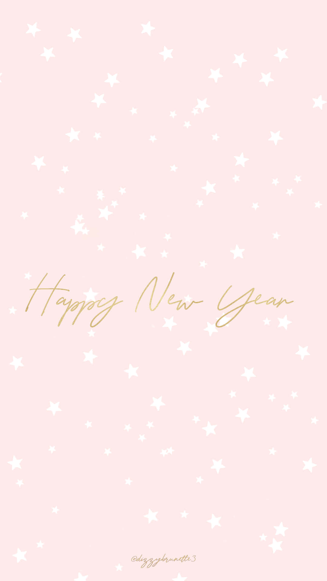 Happy New Year, soft pink background, white stars, Full HD Phone Wallpaper