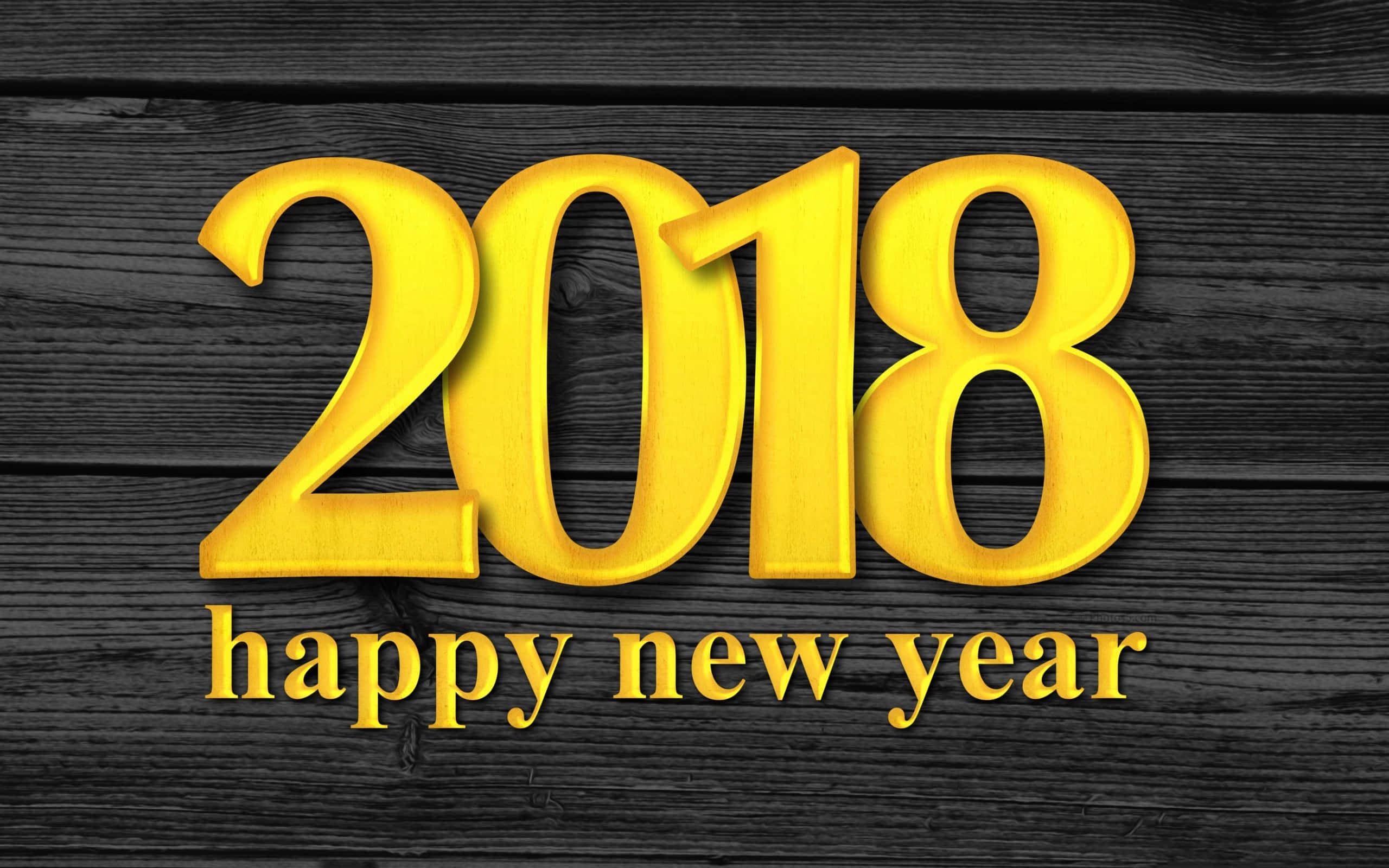 2018, Happy New Year, Golden 3D text, 2K Desktop Wallpaper