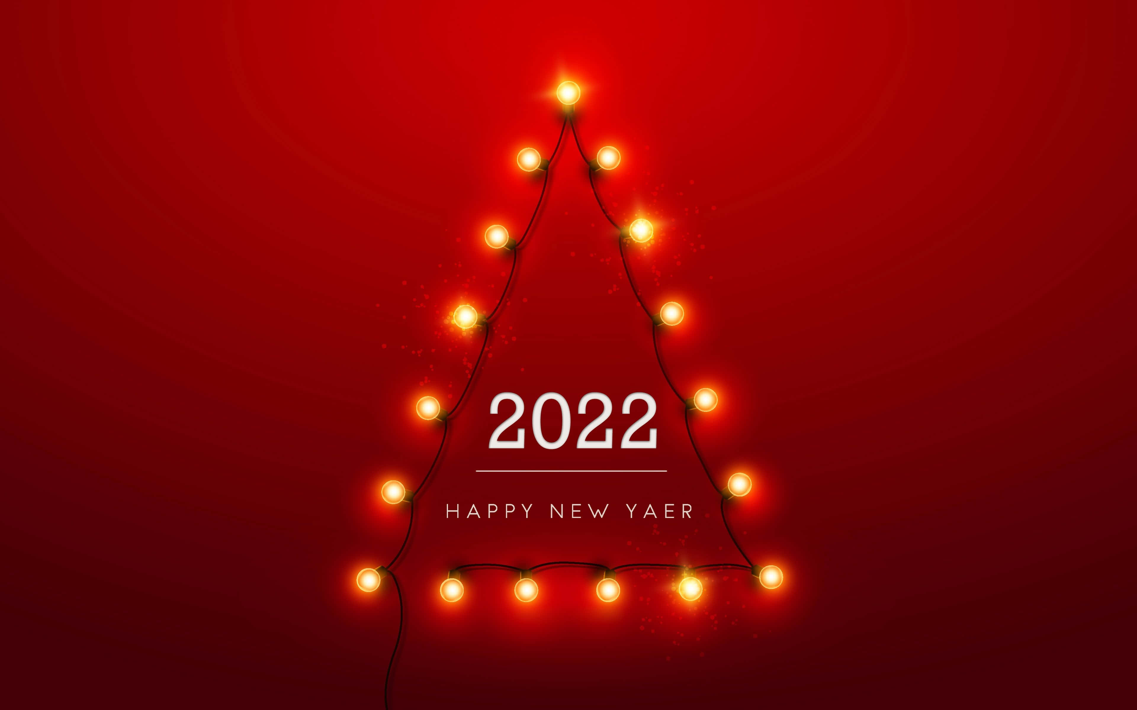 triangle lights, 2022 HAPPY NEW YEAR, warm lights, 4K Desktop Wallpaper