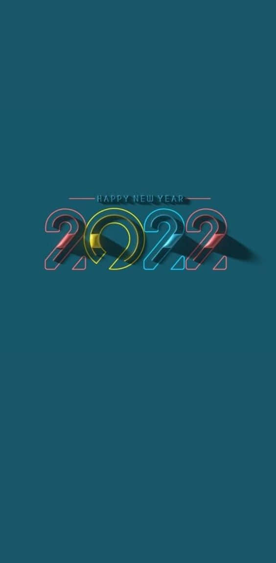 2022, happy new year, neon-colored, SD Phone Wallpaper