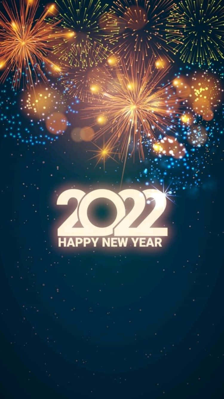 2022, HAPPY NEW YEAR, golden fireworks, HD Phone Wallpaper