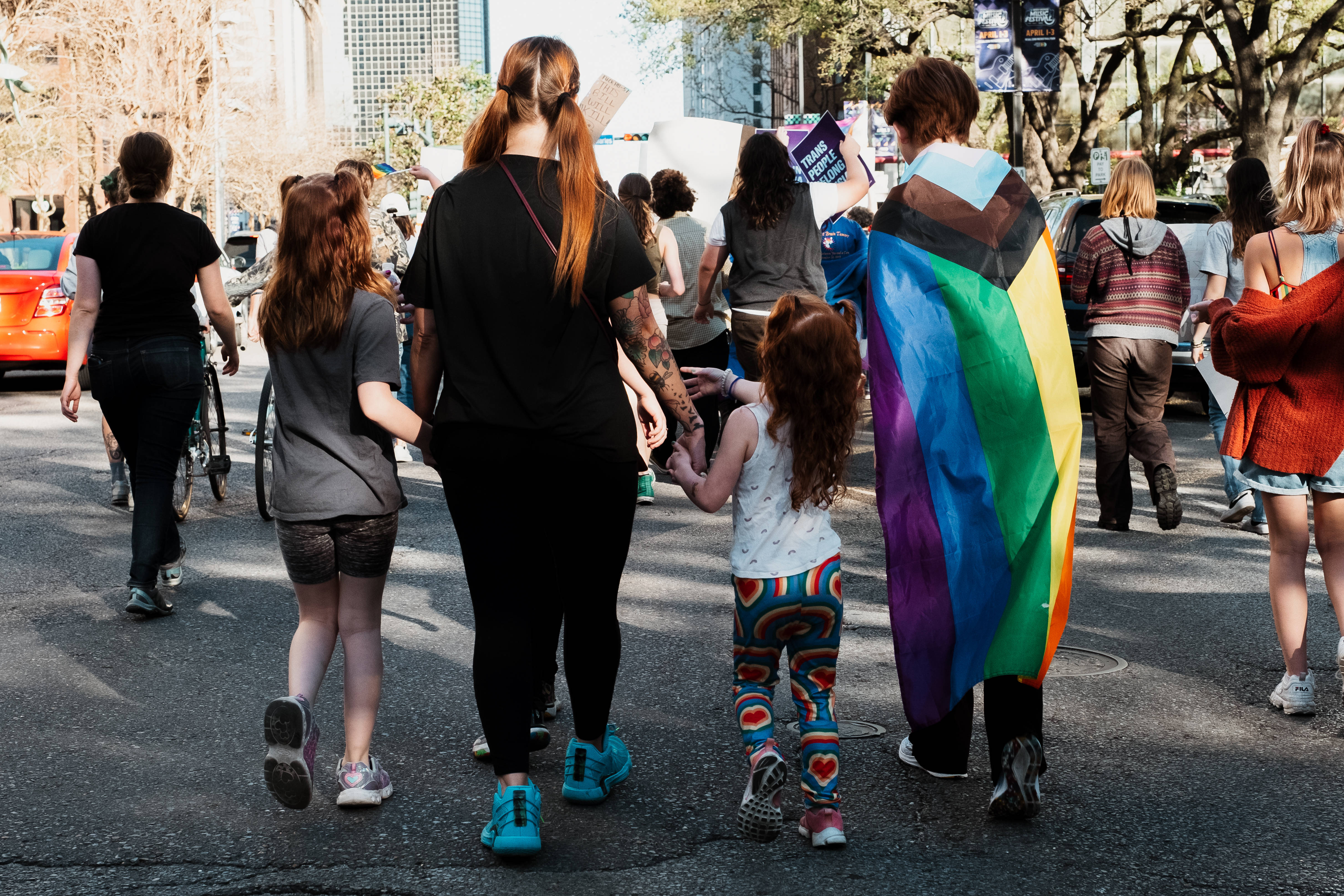 non binary person, children, rainbow flags, 4K Desktop Wallpaper