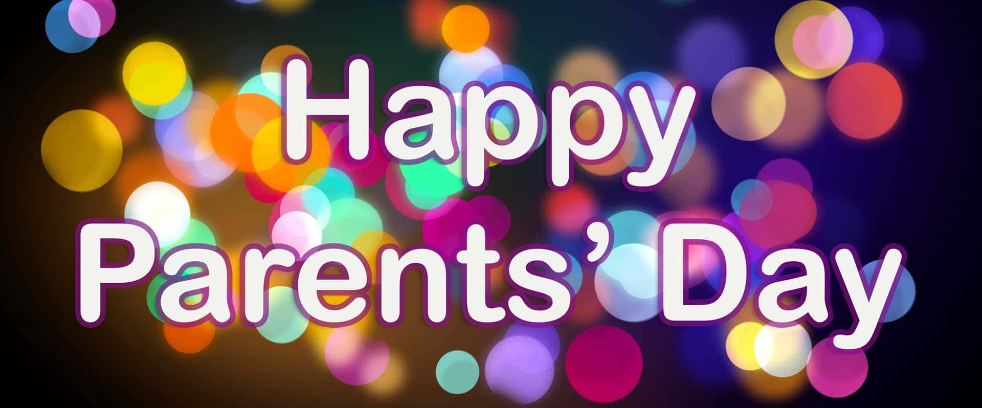 Happy Parents' Day, white text, purple outline, Full HD Desktop Wallpaper
