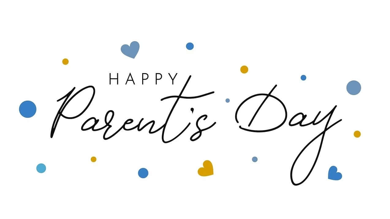 Happy Parents Day, black script, blue hearts, SD Desktop Wallpaper