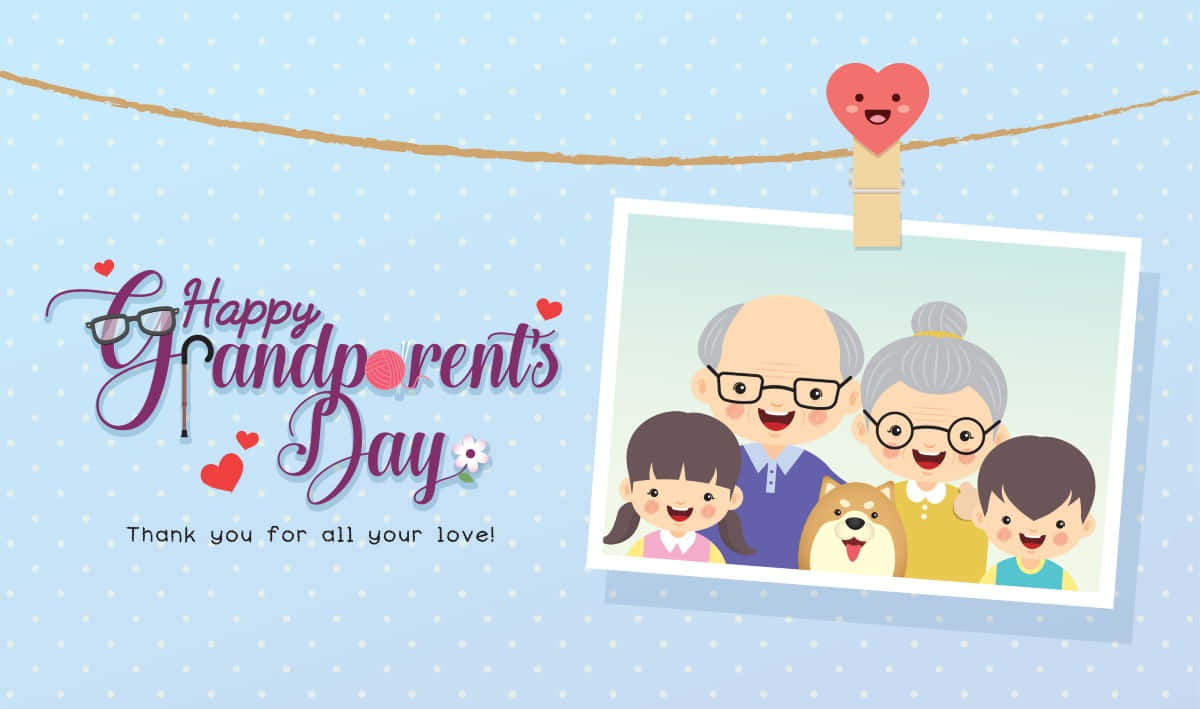 grandparents, grandchildren, cartoon family photo, SD Desktop Wallpaper