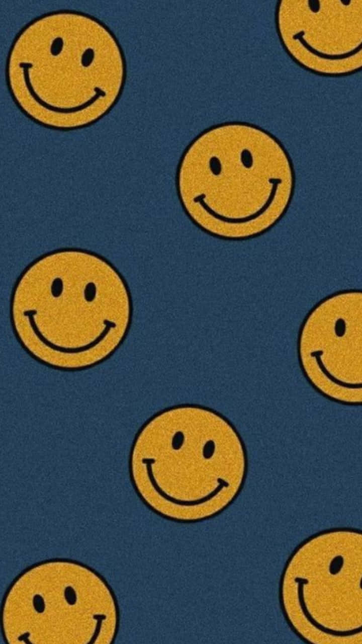 Happy Phone, yellow smiley faces, black outlines, HD Phone Wallpaper
