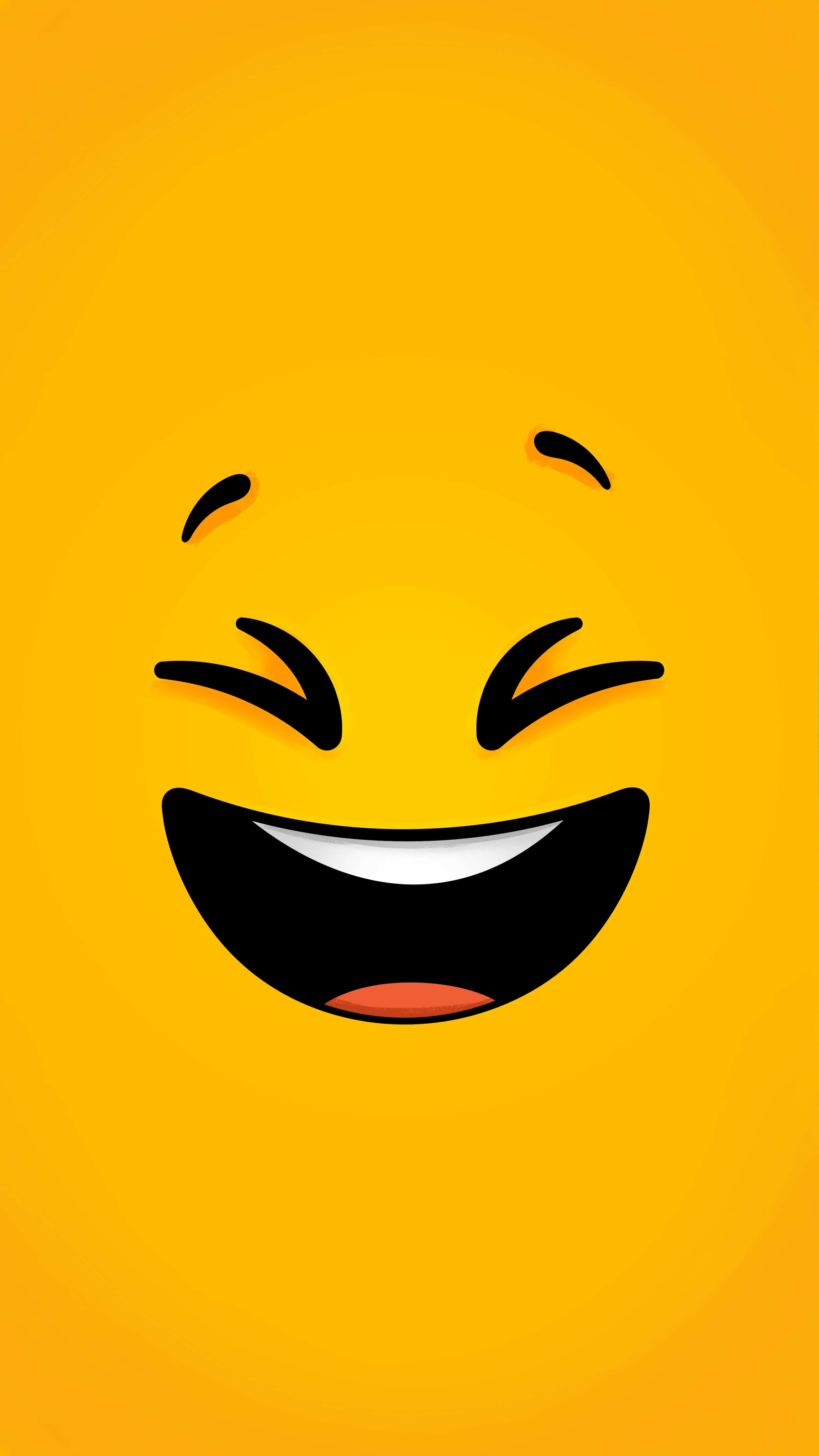 Happy Phone, yellow emoji face, closed eyes, 5K Phone Wallpaper