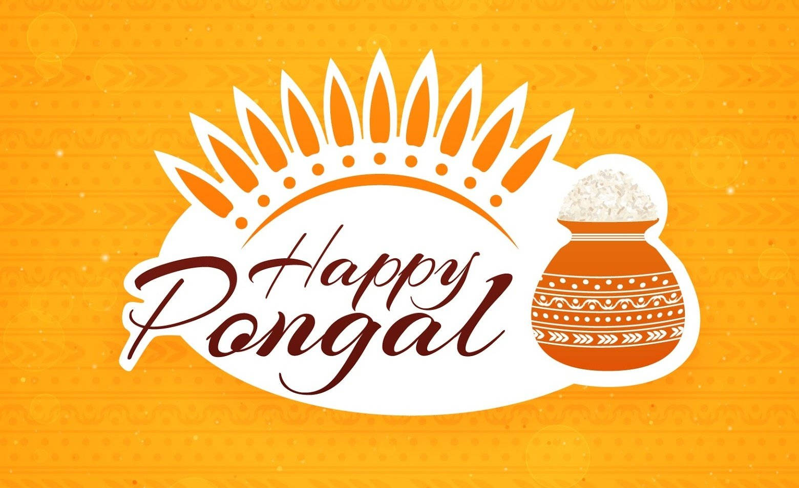 Happy Pongal, orange greeting card, decorated pot, HD Desktop Wallpaper