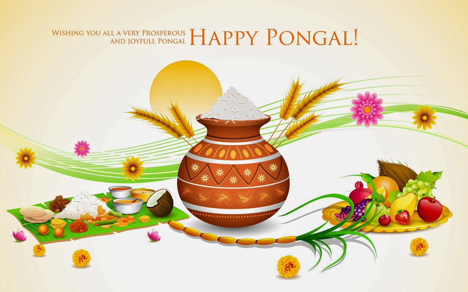 Pongal pot, rice, fruits, HD Desktop Wallpaper