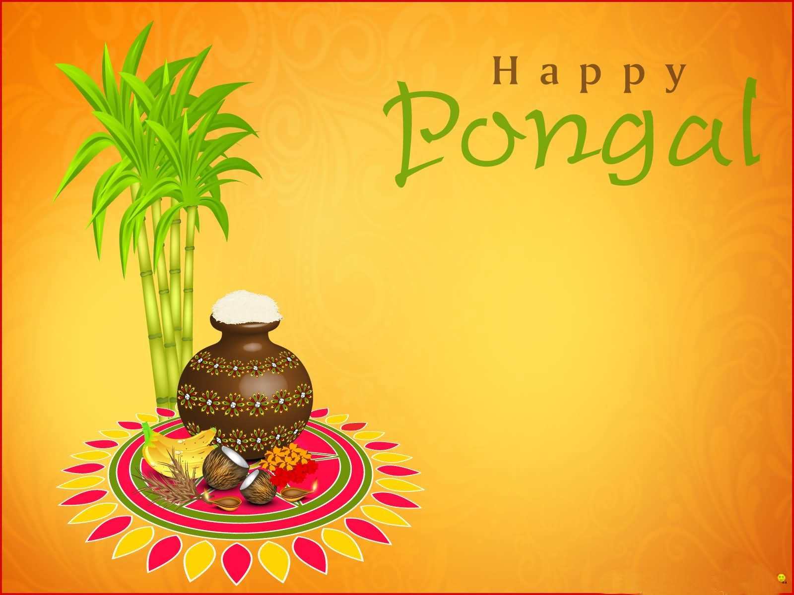 Happy Pongal, decorated pot, rice, HD Desktop Wallpaper