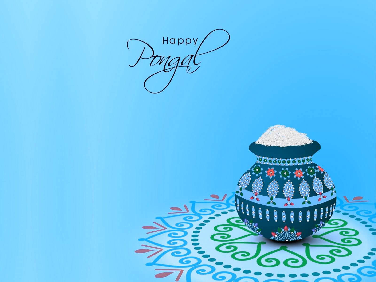 Happy Pongal, blue pot, white rice, HD Desktop Wallpaper