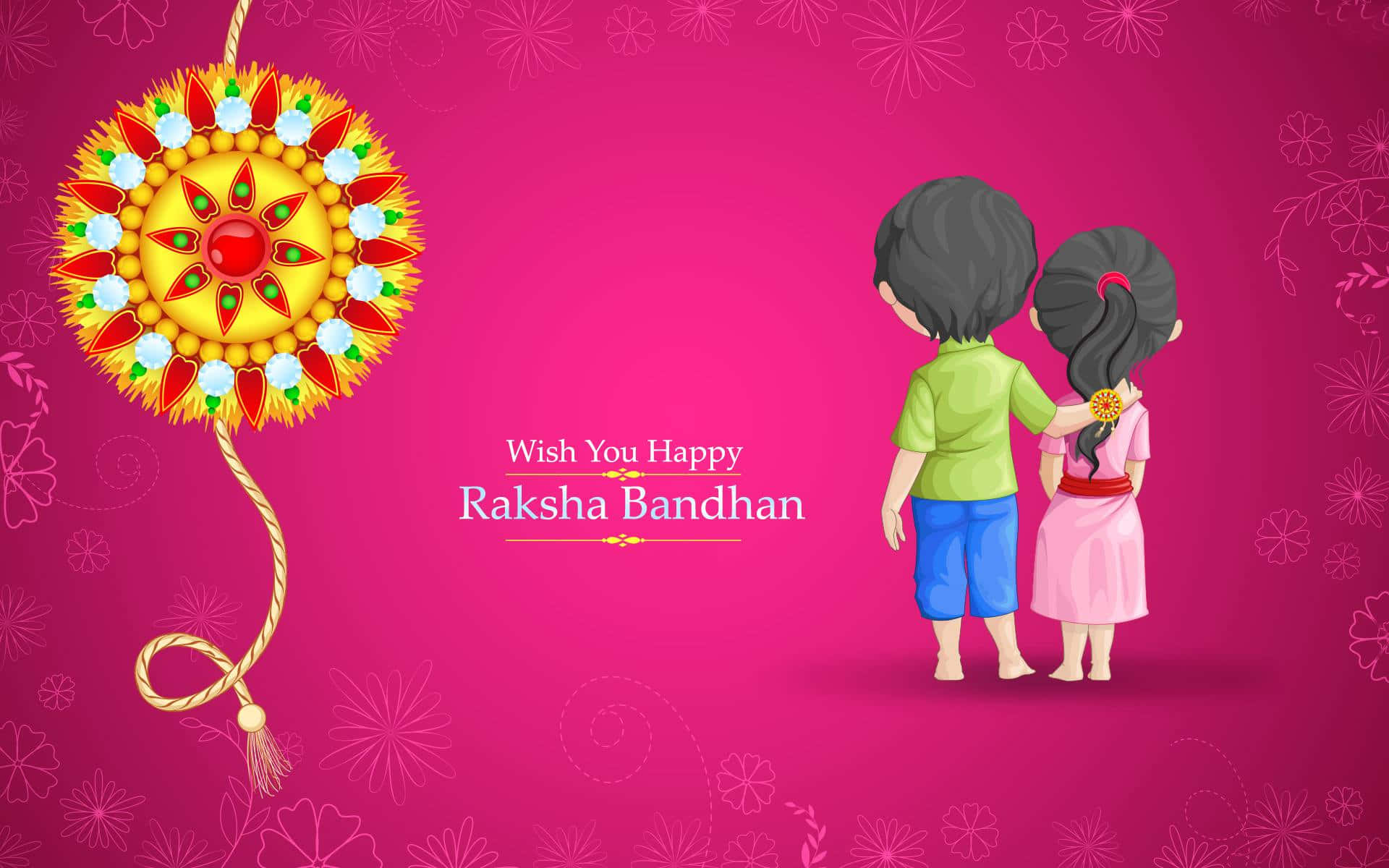 Raksha Bandhan, pink background, large decorative rakhi, Full HD Desktop Wallpaper