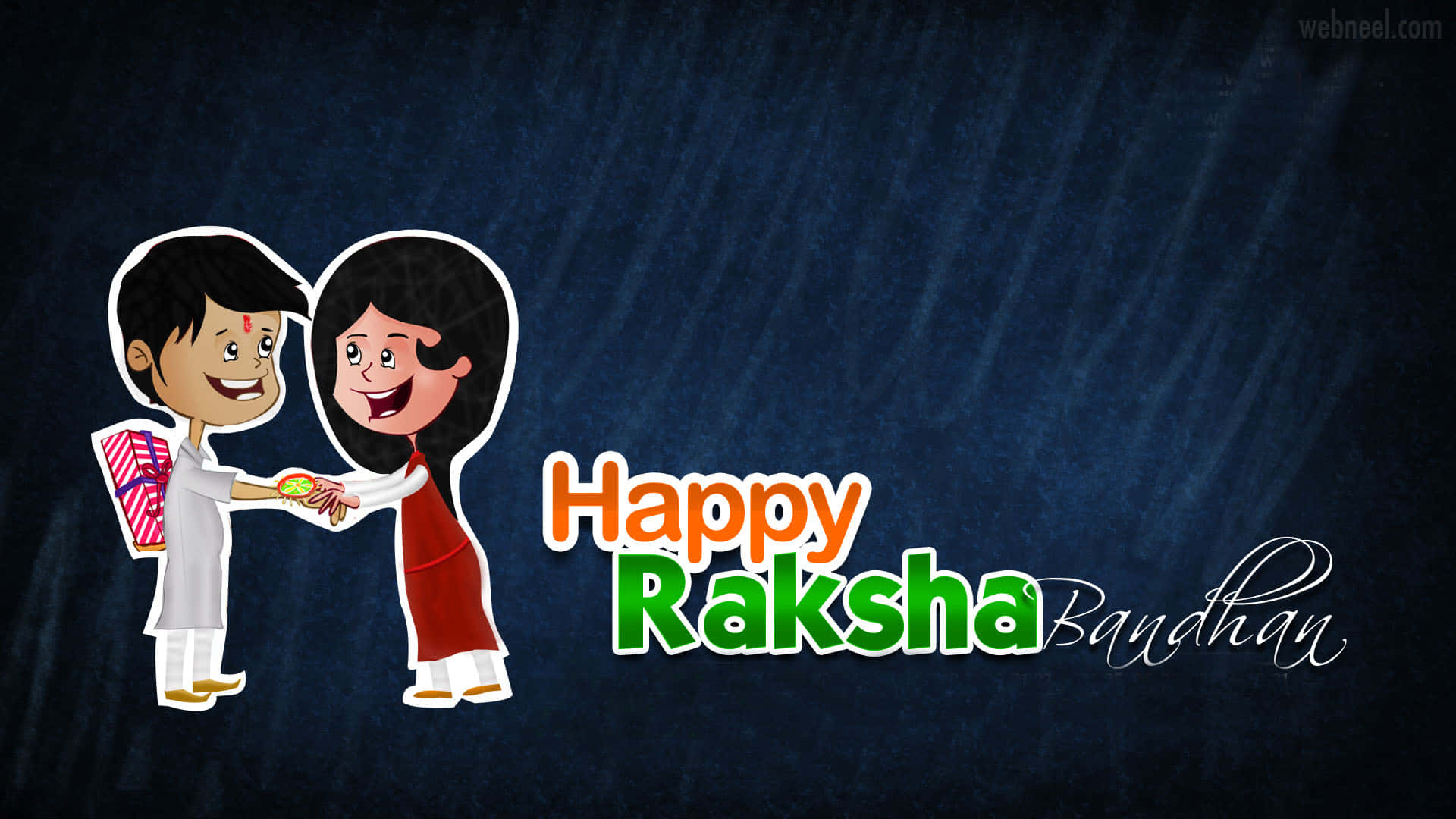 Happy Raksha Bandhan, cartoon boy, cartoon girl, Full HD Desktop Wallpaper