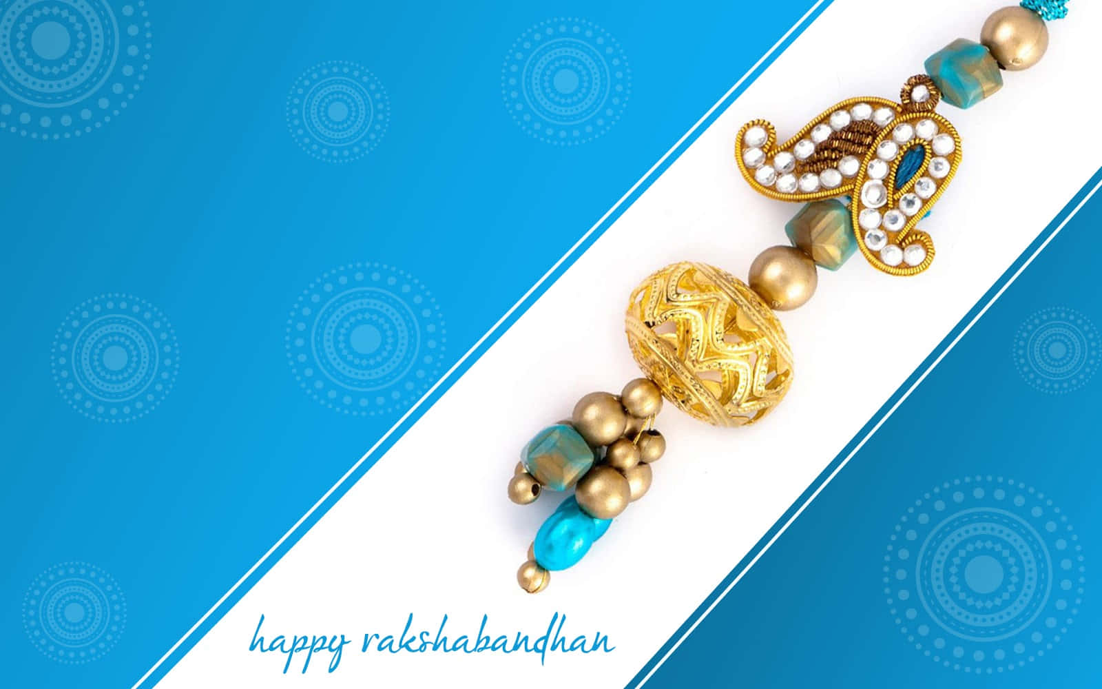 raksha bandhan, golden and turquoise rakhi bracelet, pearl embellishments, HD Desktop Wallpaper