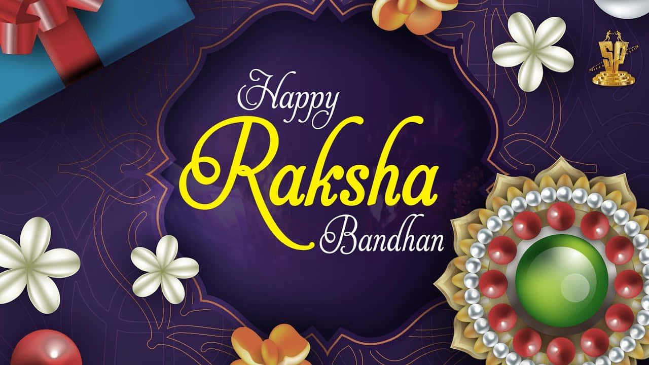 Raksha Bandhan, golden script, deep purple background, HD Desktop Wallpaper
