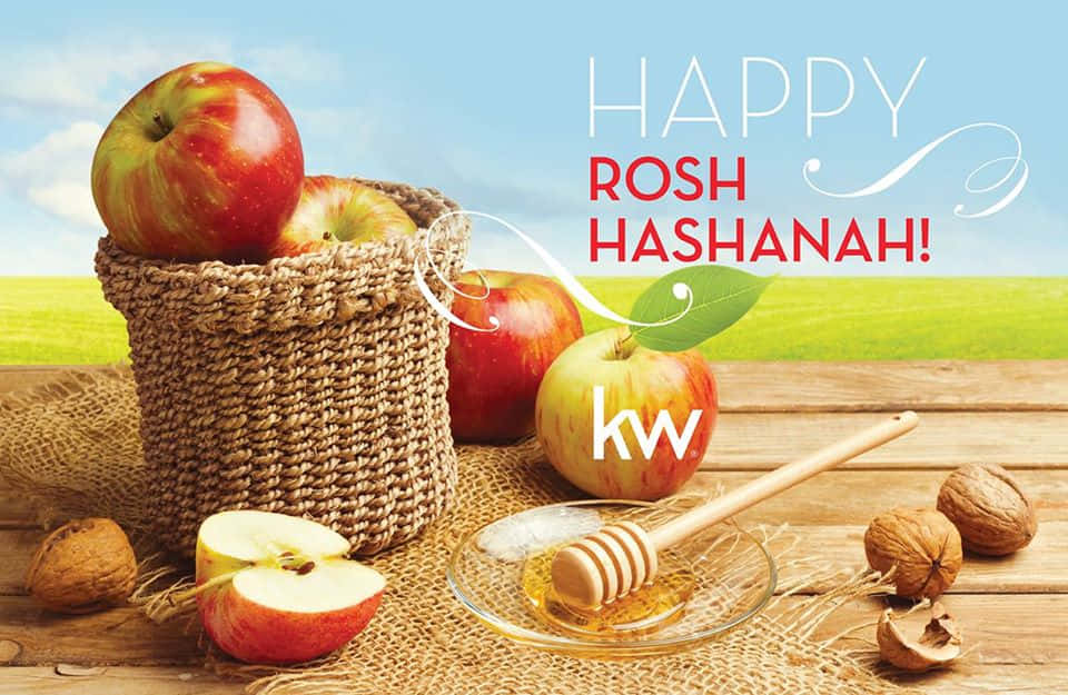 Rosh Hashana, red apples, honey dipper, SD Desktop Wallpaper