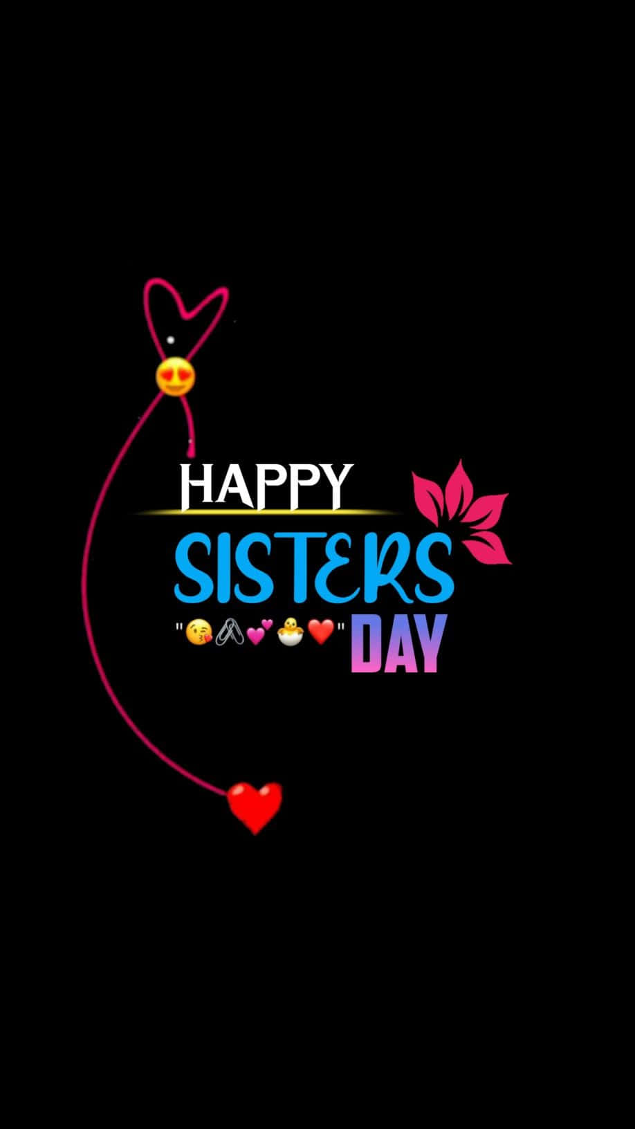 Happy Sisters Day, colorful text emojis, hearts, HD Phone Wallpaper