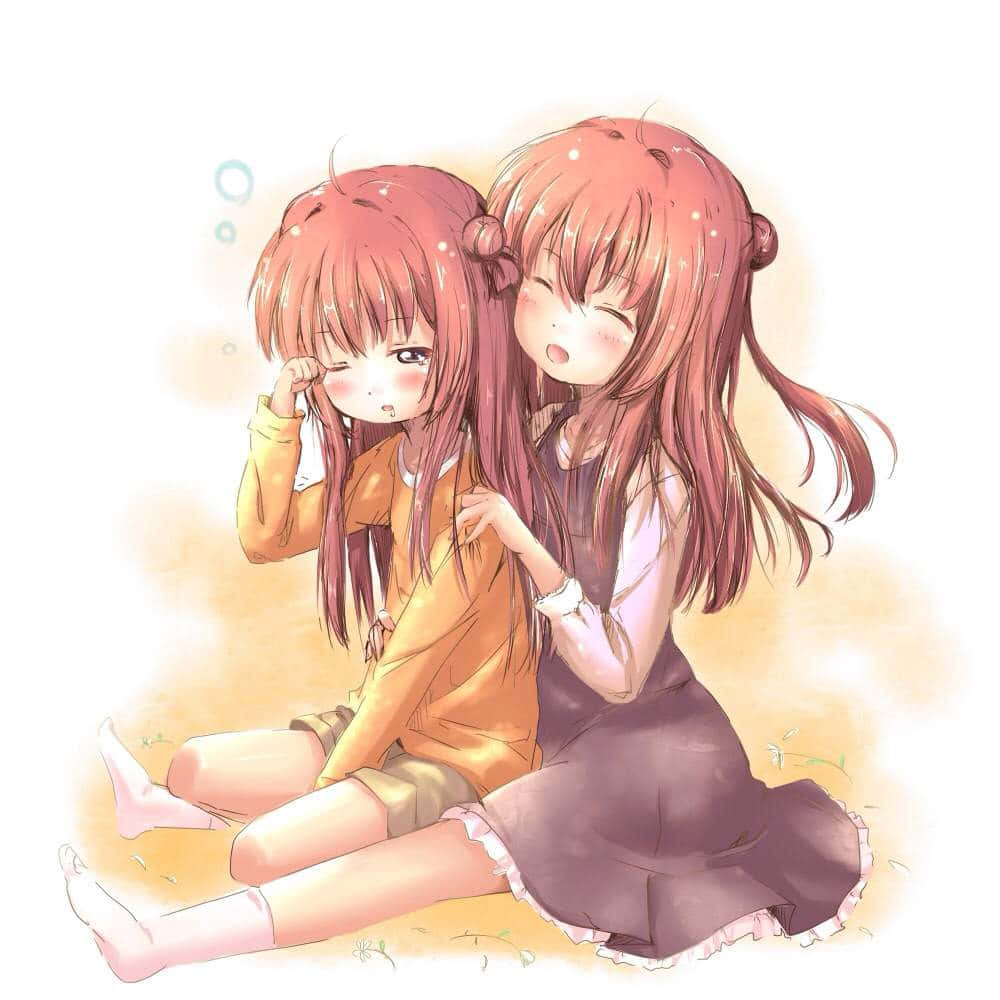Sisters Day, anime girls, pink hair, SD Desktop Wallpaper