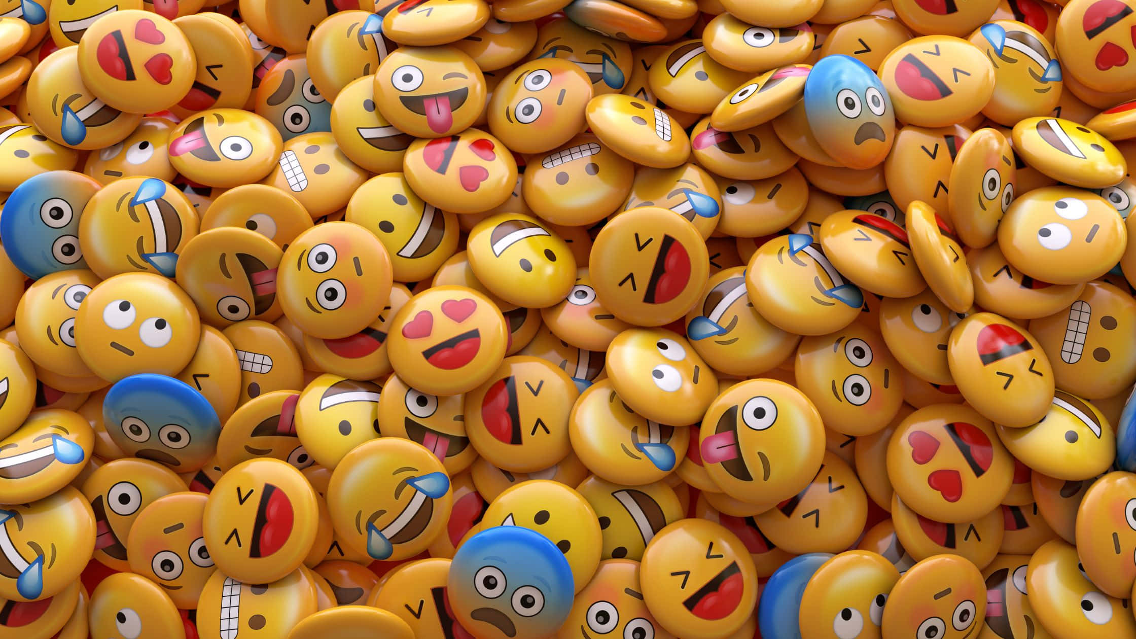 yellow balls, happy smile, 3d-rendered emoji buttons, Full HD Desktop Wallpaper
