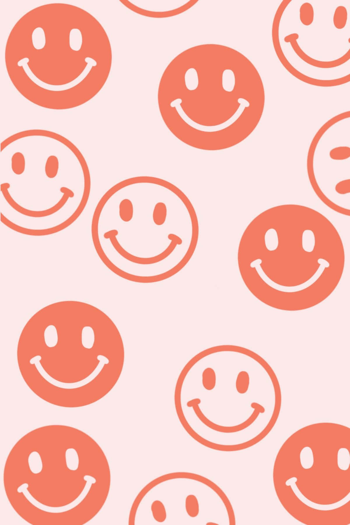 cute pink happy smile face, coral orange smiley faces, soft pink background, HD Phone Wallpaper