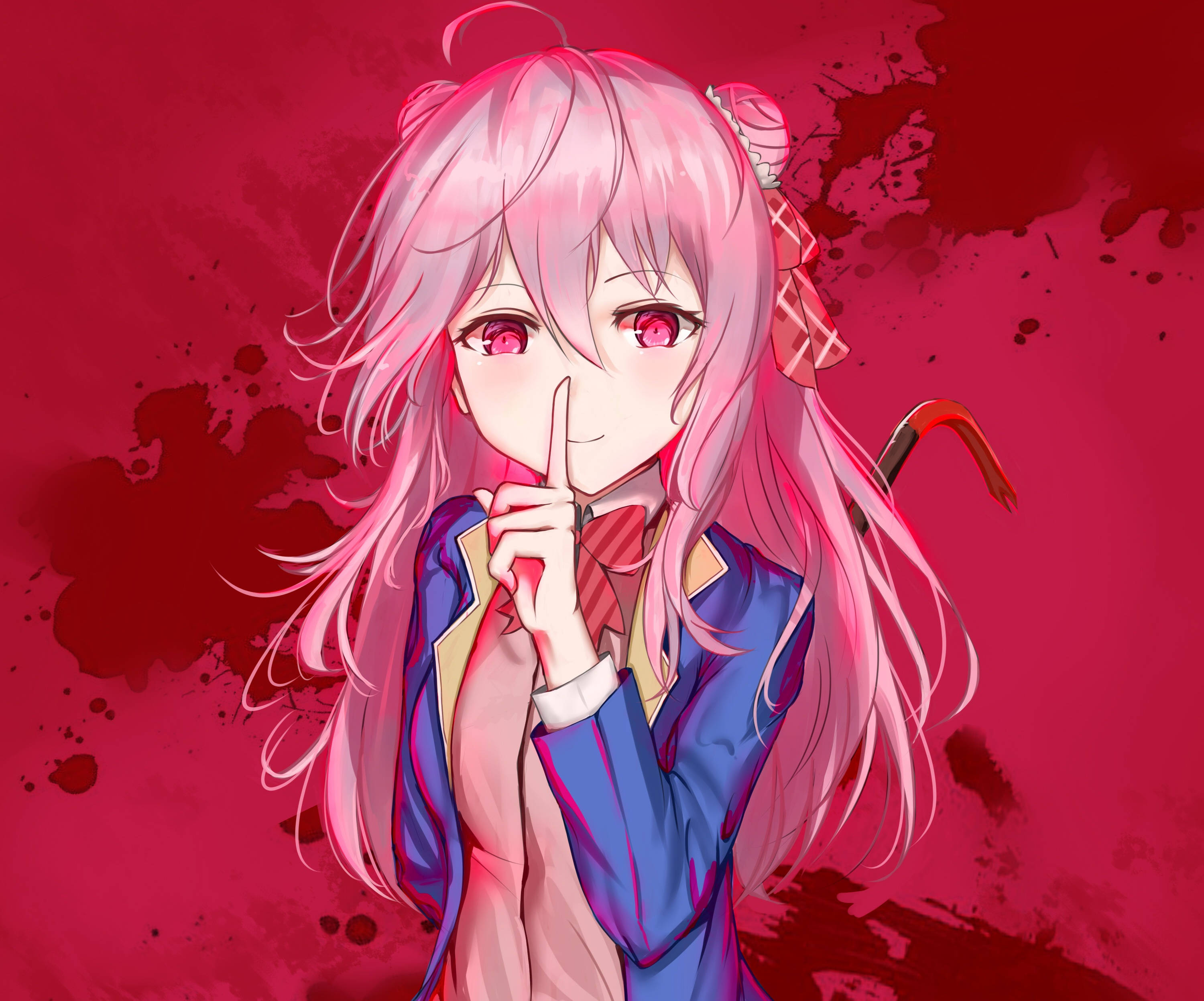 Happy Sugar Life, crimson killer, pink-haired anime girl, 2K Desktop Wallpaper