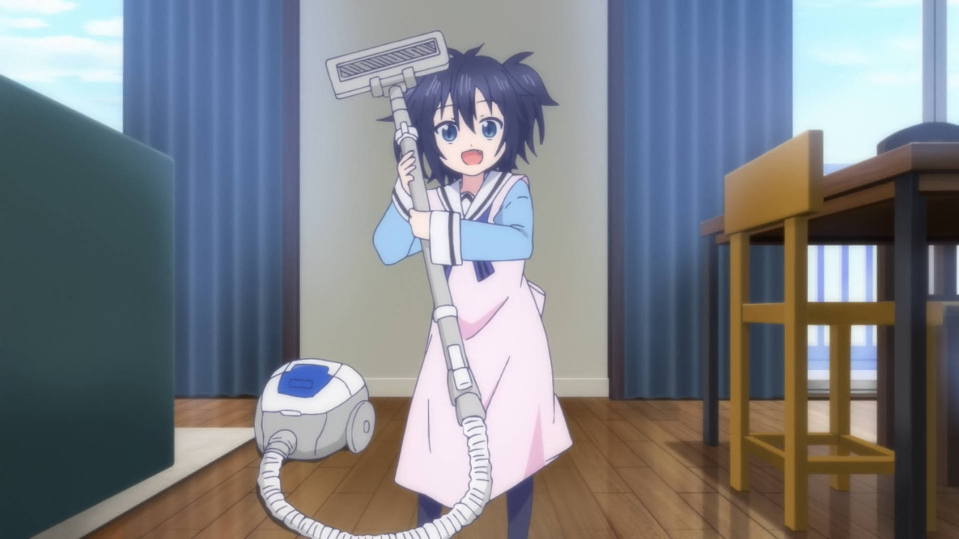 Happy Sugar Life, little cleaner, pink apron, Full HD Desktop Wallpaper