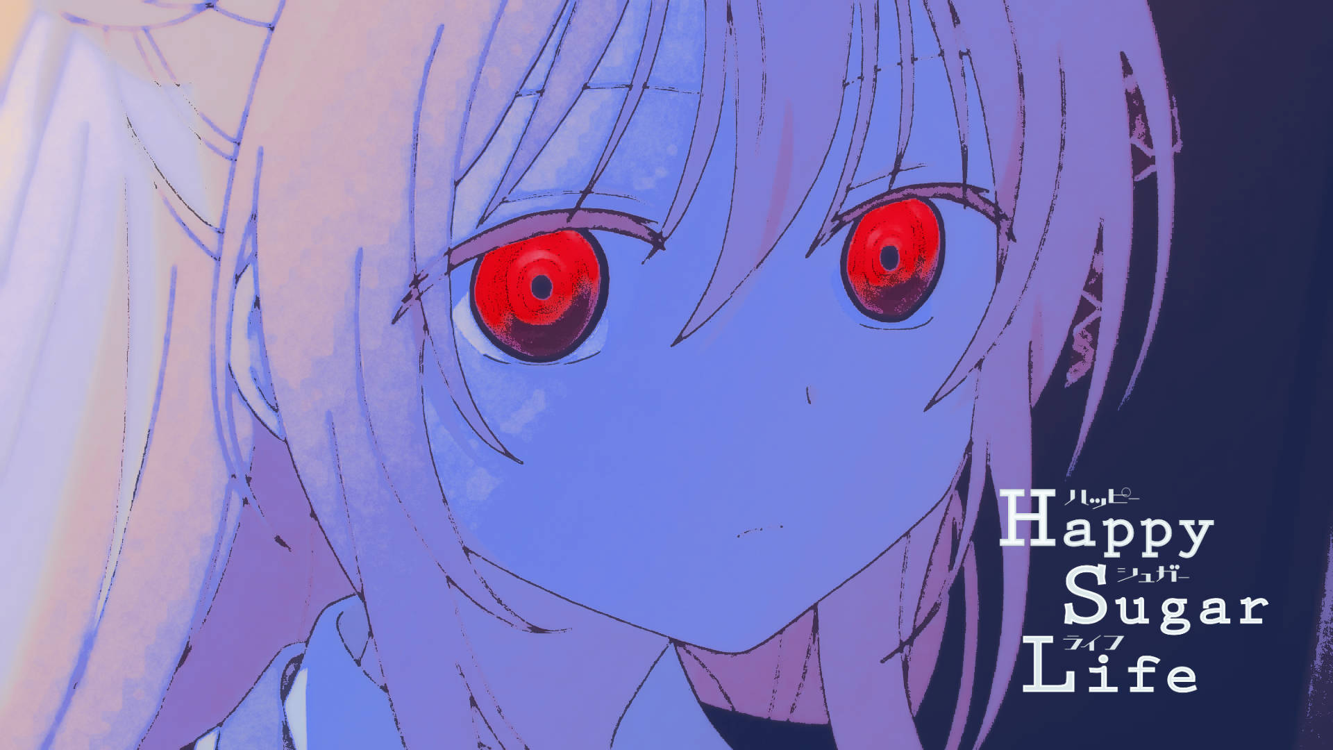 Happy Sugar Life, scarlet eyes, pale blue hair, Full HD Desktop Wallpaper