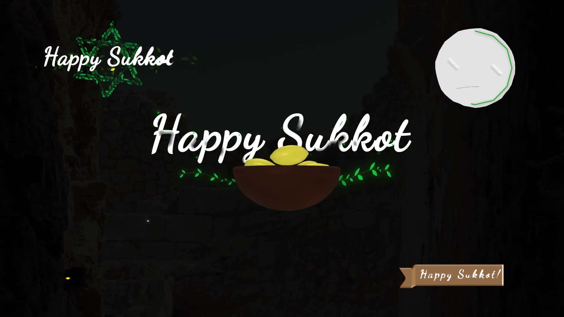 Sukkot, glowing green star, etrog, Full HD Desktop Wallpaper